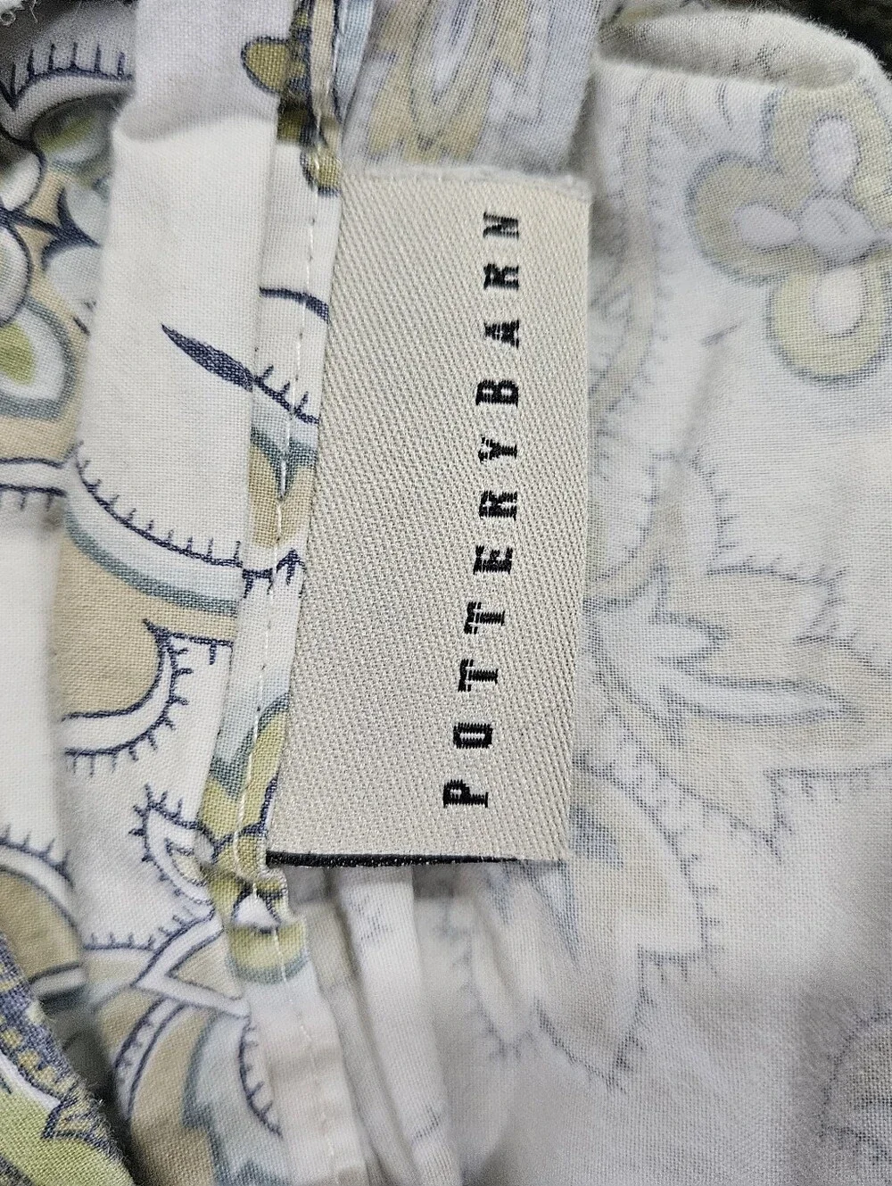 Pottery Barn Charlie Paisley Green Blue KING Duvet Cover 100% Organic Cotton